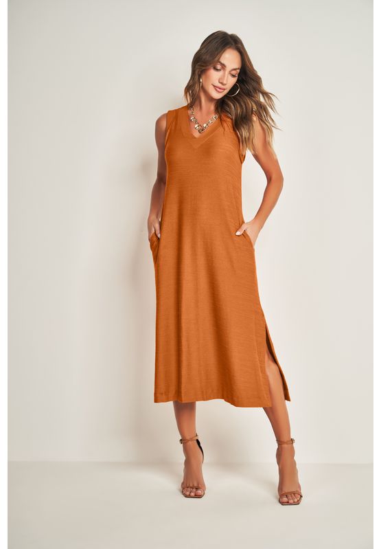 Vestido Com Fendas Laterais Doce Trama 105551 Lara... - USE MV ESSENCE
