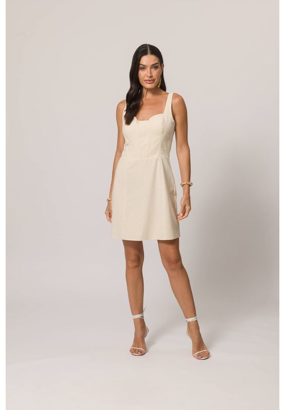 Vestido Curto Texturizado 105653 Bege - USE MV ESSENCE