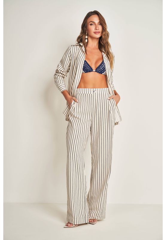 Camisa Linho Listrada Doce Trama 105712 Listrado M... - USE MV ESSENCE