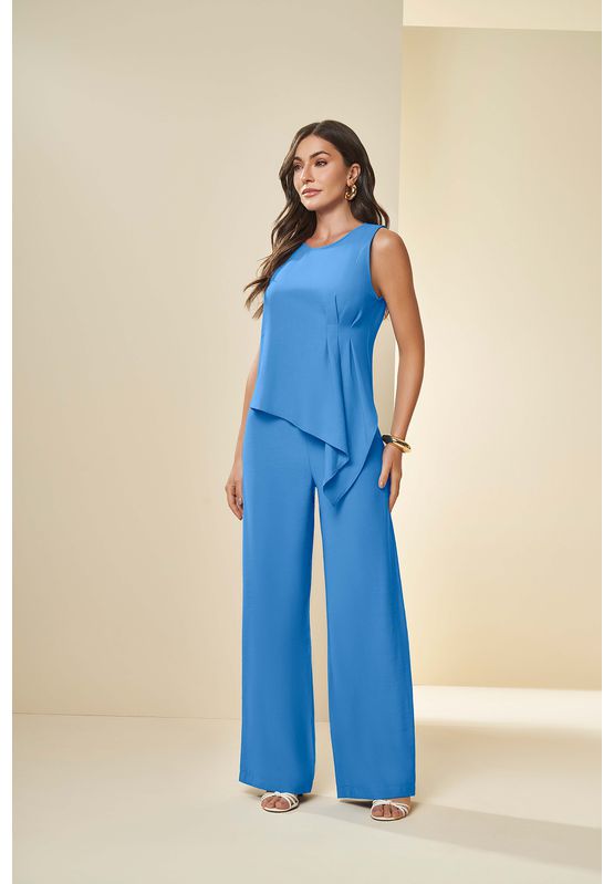 Blusa Doce Trama Assimétrica 105818 Azul Jeans - USE MV ESSENCE