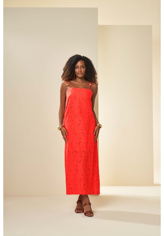 Vestido Doce Trama Em Lese Vermelho - USE MV ESSENCE