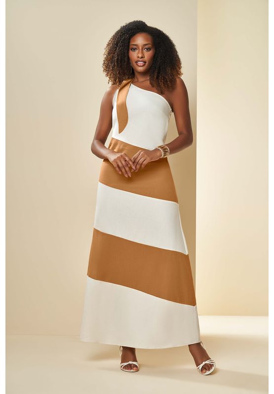 Vestido Nula Manga Mascavo Doce Trama 105898 Bege ... - USE MV ESSENCE