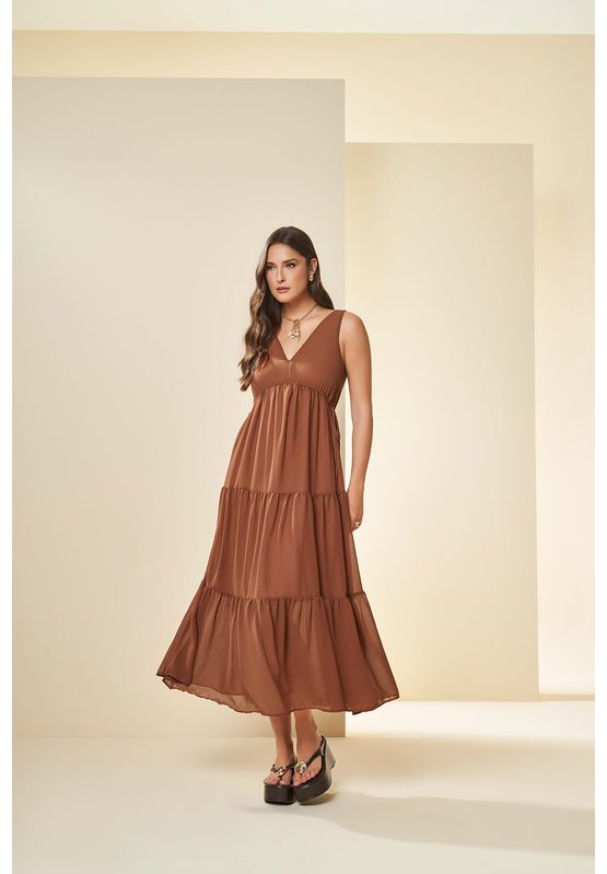 Vestido Cacau Doce Trama 106148 Marrom Claro - USE MV ESSENCE