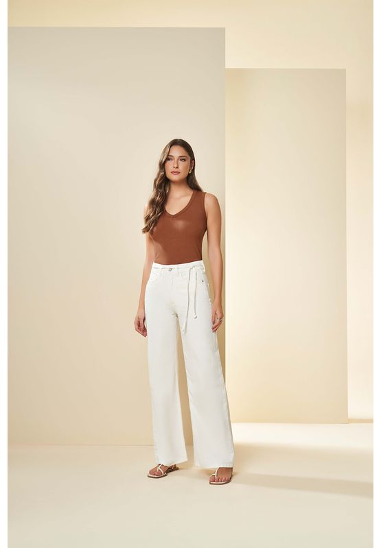 Calça Sarja Wide Leg Doce Trama 106182 Off White - USE MV ESSENCE