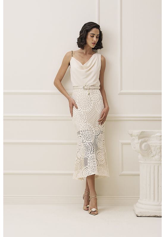 Blusa Ombro Unico Lisa Charry 426021 Marfim - USE MV ESSENCE