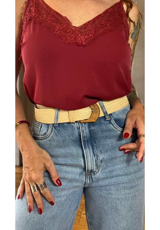Blusa Alça Com Renda Sly Wear 561189 Vermelho - USE MV ESSENCE