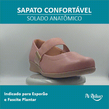 Sapato Casual para Esporão e Fascite Plantar Mundoflex - Preto/ Preto