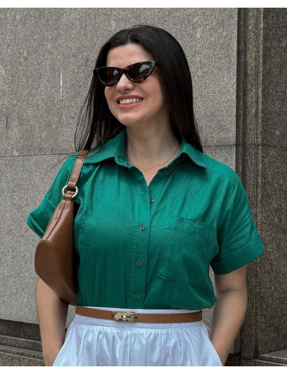 Camisa Maitê Cambraia Verde Esmeralda
