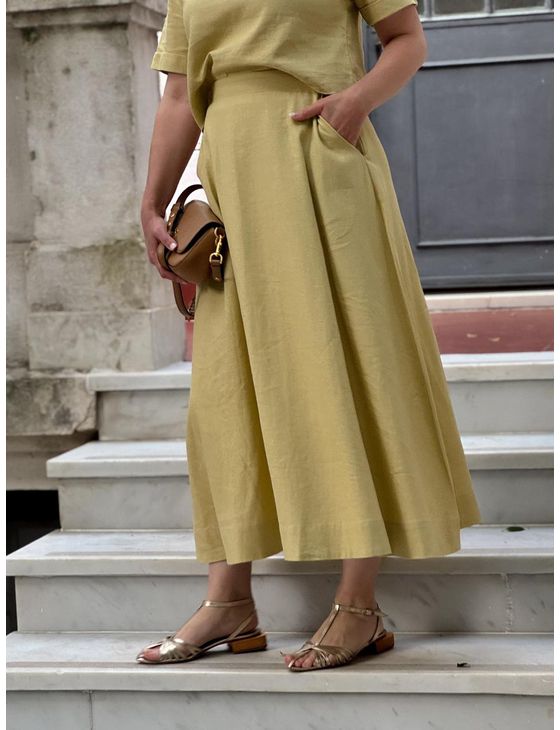 Conjunto Saia e Blusa Olivia Amarelo 