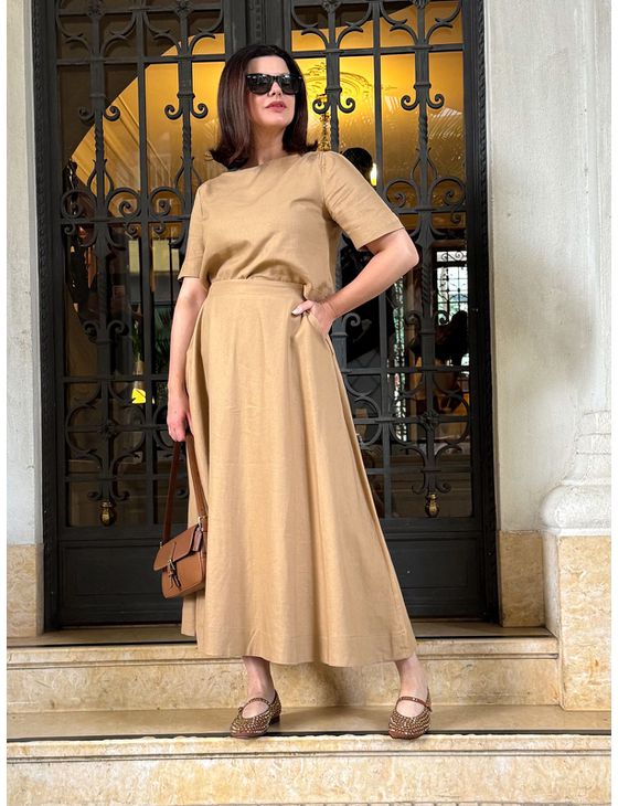 Conjunto Saia e Blusa Olivia Mocha Mousse