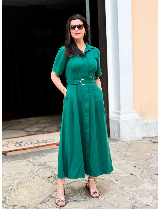 Vestido Chiara Lyocell Verde Esmeralda - Emilia Shop