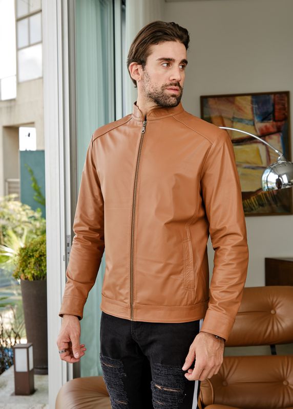 Jaqueta de couro masculina caramelo online