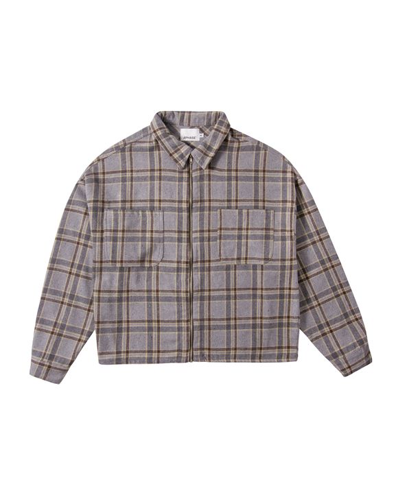 CHECK ZIP SHIRT - GRAY  - APHASE