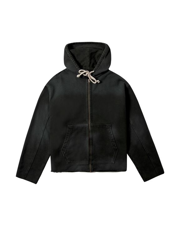 TRIM ZIPPED HOODIE - STONED BLACK - APHASE