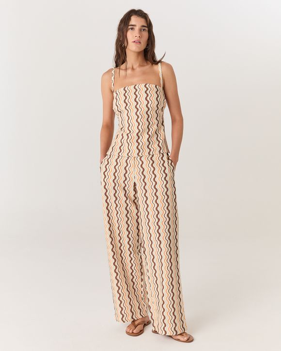 PANTACOURT LINHO ESTAMPADO WAVES MONICA - AUGUST