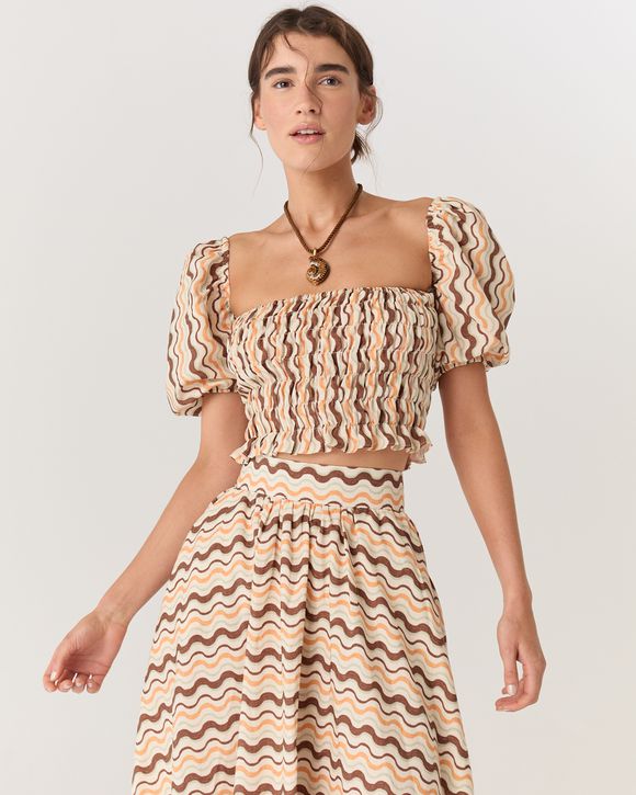BLUSA LINHO ESTAMPADA WAVES JU - AUGUST