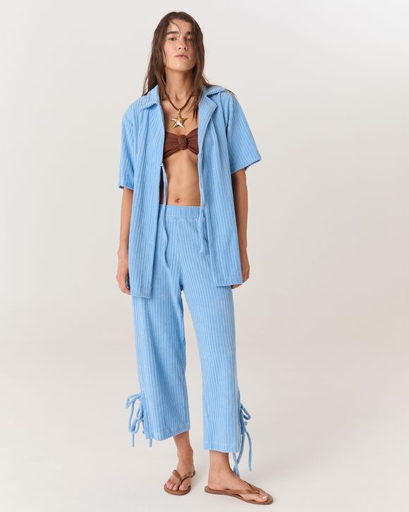 CALÇA LIZA ATOALHADA AZUL - AUGUST
