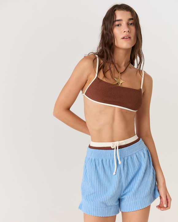SHORT ELISE ATOALHADO AZUL - AUGUST