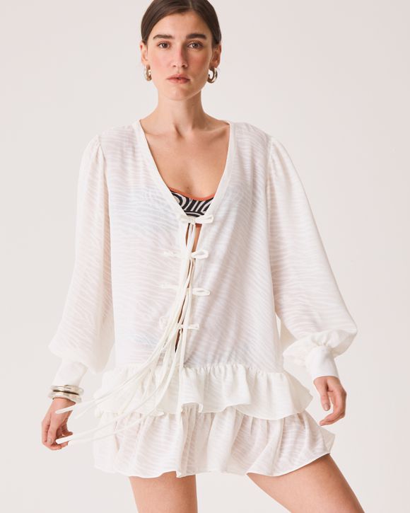 Vestido Eliz Branco Animal Print - AUGUST