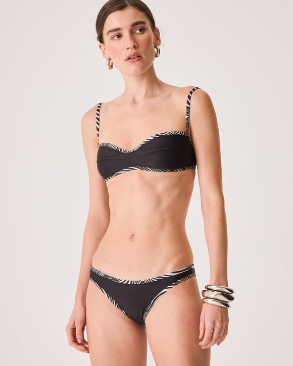Calcinha Biquini Leticia Preto Vies Animal Print - AUGUST