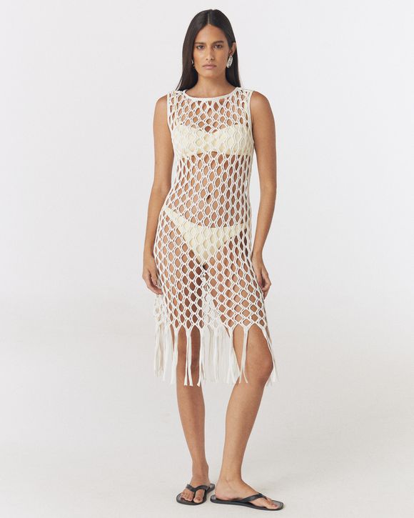 VESTIDO HANNA MIDI MACRAME OFF WHITE NK - AUGUST