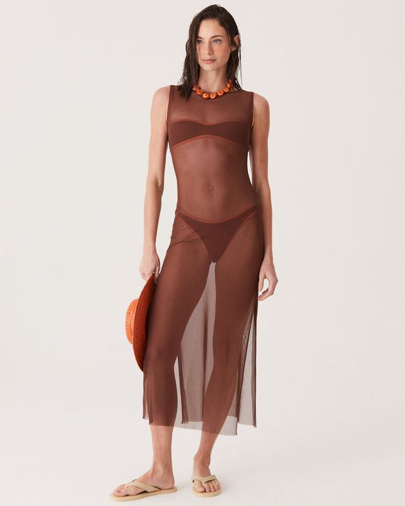 VESTIDO TULE MARROM GI NEW - AUGUST