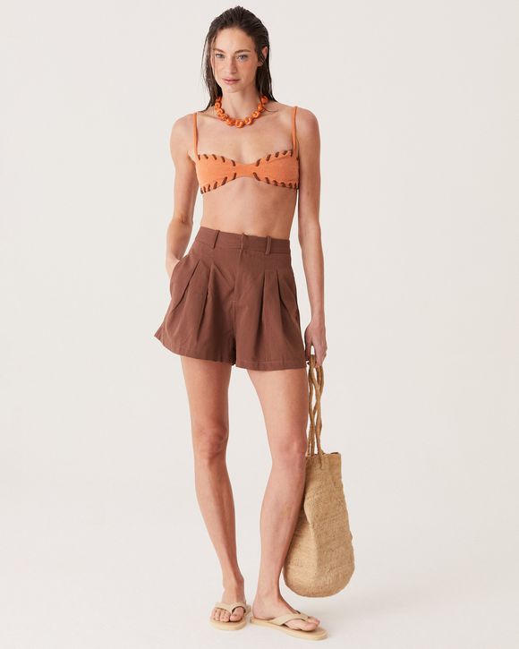 SHORT ALFAIATARIA DE LINHO MARROM PRI NEW - AUGUST