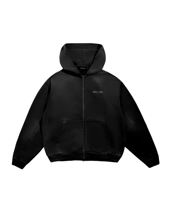 CLASSIC ZIP HOODIE - STONED BLACK | APHASE