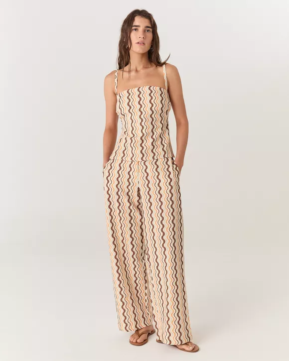 PANTACOURT LINHO ESTAMPADO WAVES MONICA - AUGUST