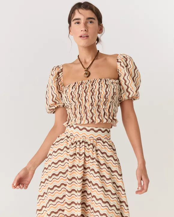 BLUSA LINHO ESTAMPADA WAVES JU - AUGUST