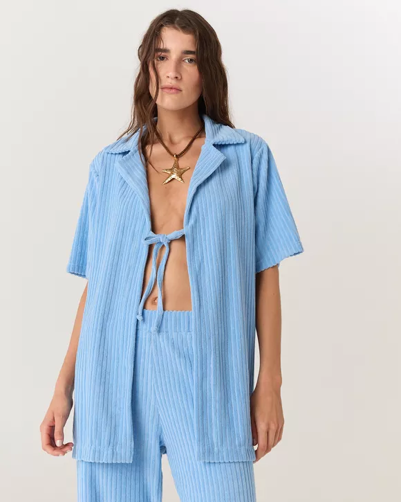 CAMISA ELOISE ATOALHADO AZUL - AUGUST