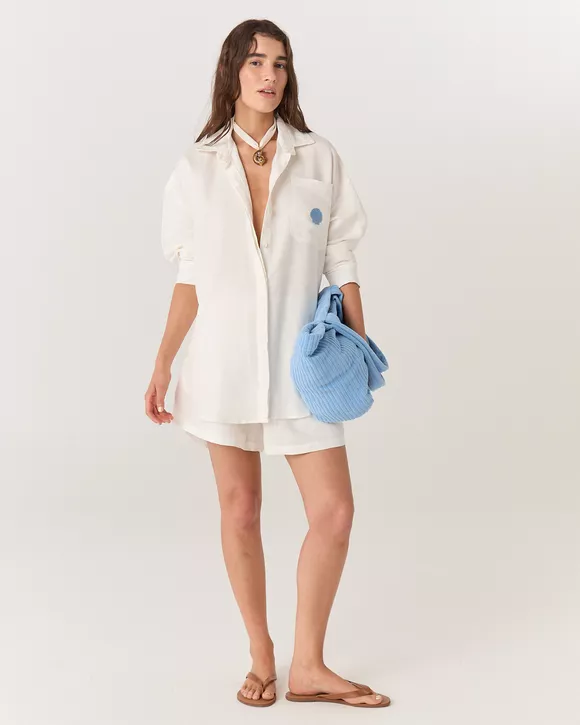 CAMISA LINHO OFF WHITE BORDADA FERNANDA NEW - AUGUST
