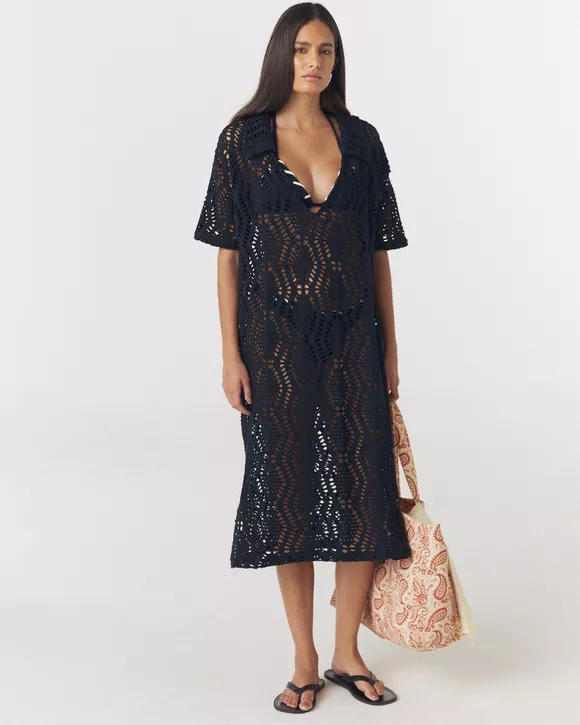 VESTIDO LONGO TRICÔ PRETO - AUGUST