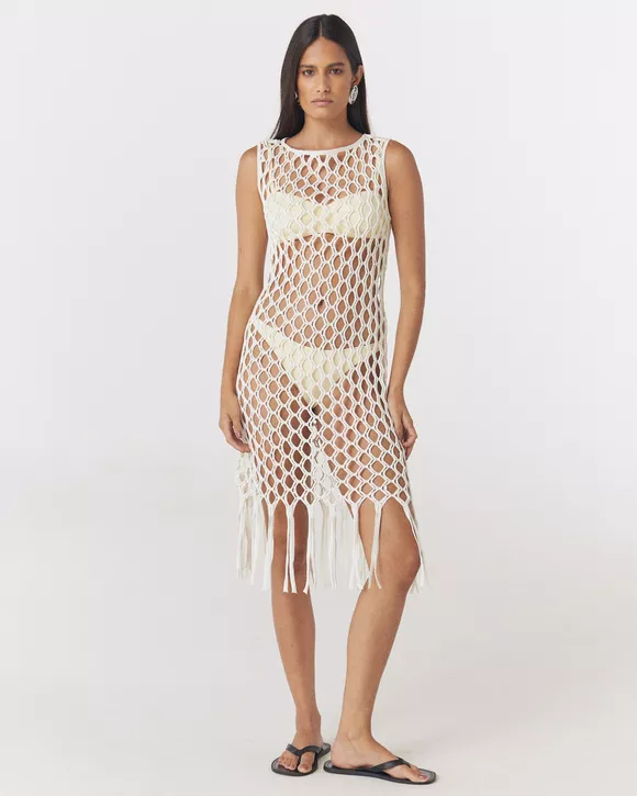 VESTIDO HANNA MIDI MACRAME OFF WHITE NK - AUGUST
