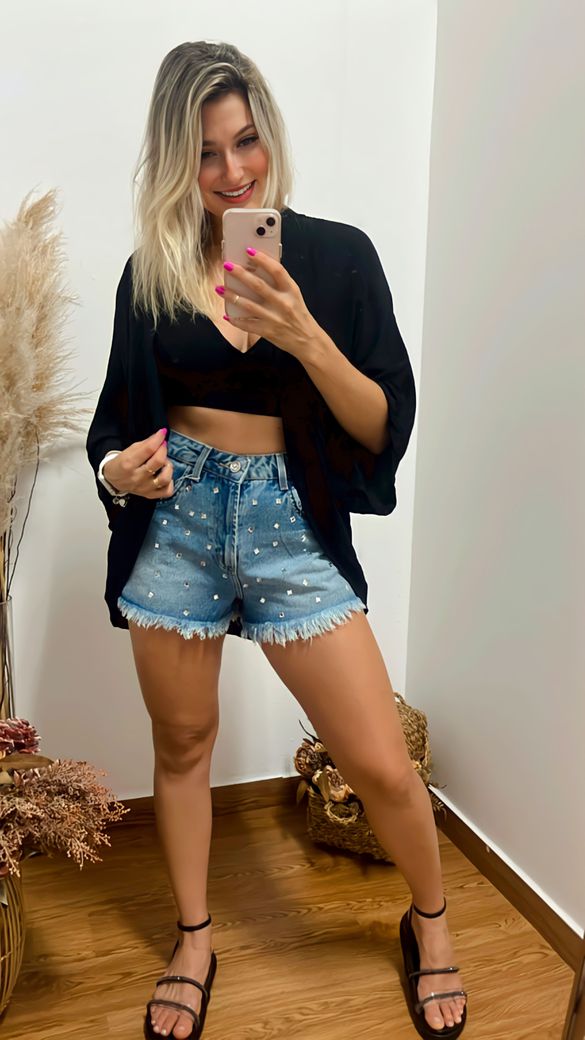 Conjunto Kimono+Top Preto - Beaberry | Loja Oficial