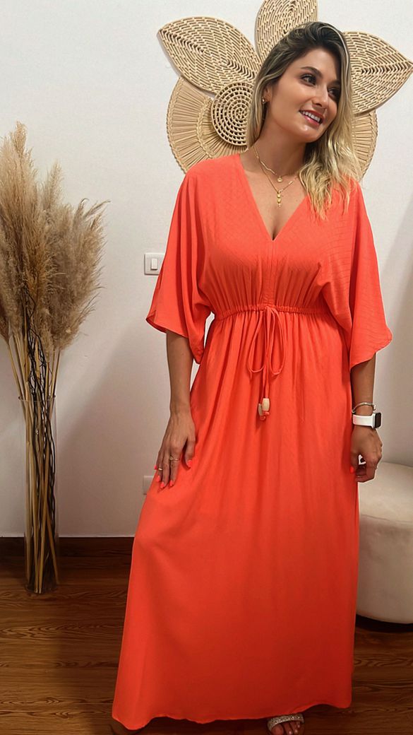 Vestido Longo Salmão - Beaberry | Loja Oficial