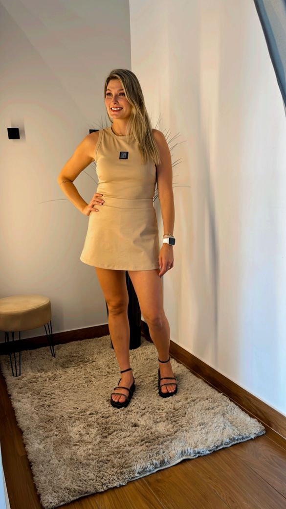 Short-saia Lança Perfume Easy Bege - Beaberry | Loja Oficial