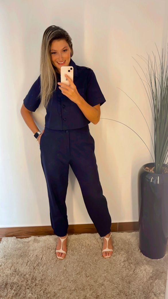 Camisa Cropped Azul Noite - Beaberry | Loja Oficial