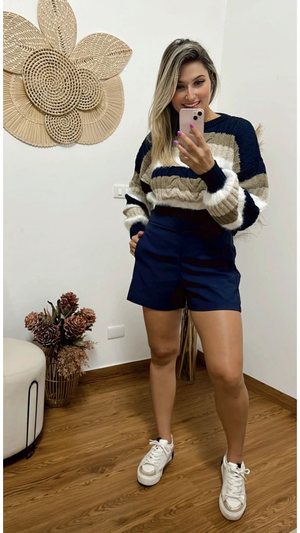 Short Alfaiataria Azul Marinho - Beaberry | Loja Oficial