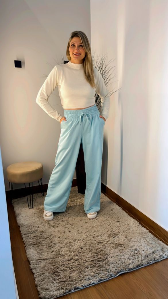 Pantalona Azul Bebê Moletinho - Beaberry | Loja Oficial