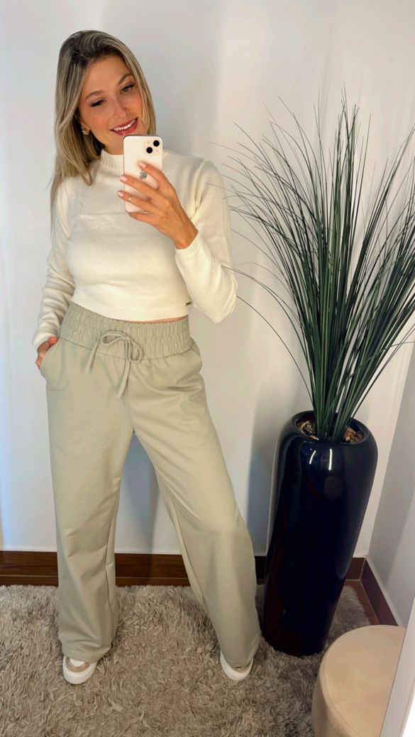 Pantalona Verde Oliva Moletinho - Beaberry | Loja Oficial