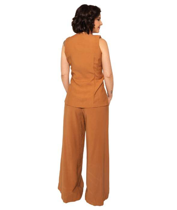 Calça Wide Leg Castanha