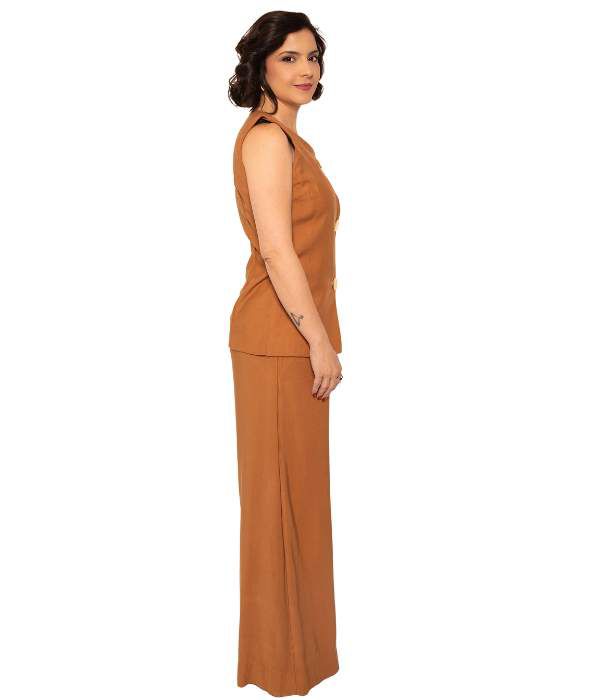 Calça Wide Leg Castanha