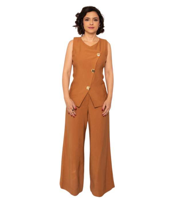 Calça Wide Leg Castanha