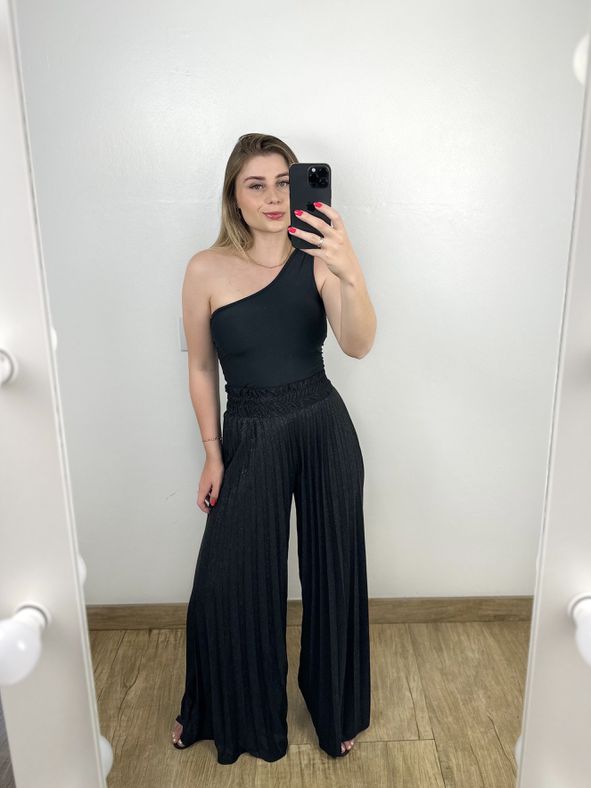 Calça Pantalona Lurex Preta