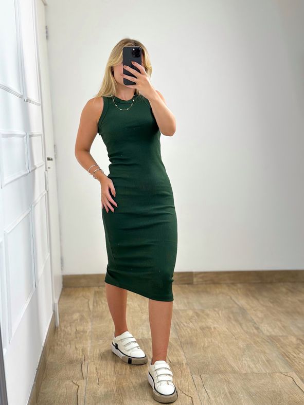 Vestido Ribana Regata Verde Militar
