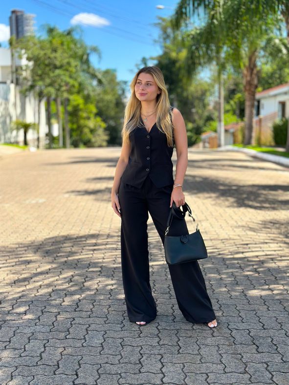 Conjunto Alfaiataria Calça e Colete Preto