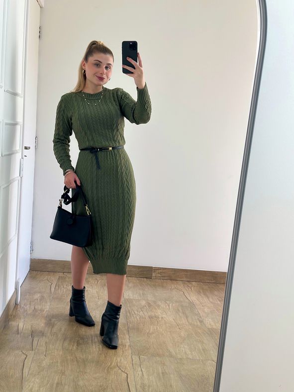 Vestido Tricot Janine Verde Militar