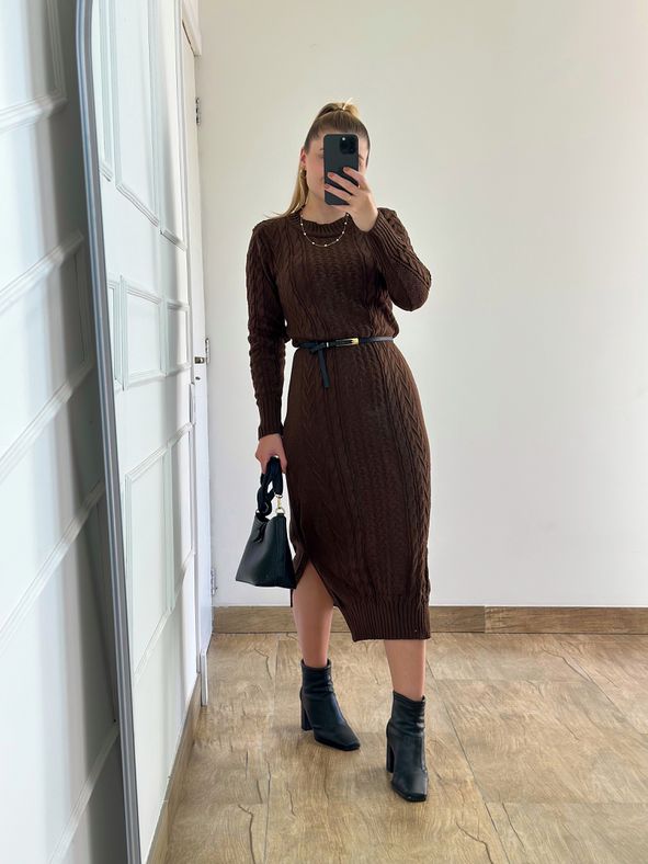 Vestido Tricot Janine Marrom