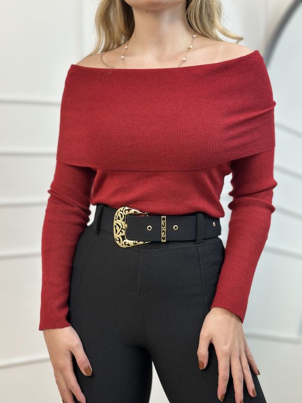 Blusa Modal Ombro a Ombro Cereja
